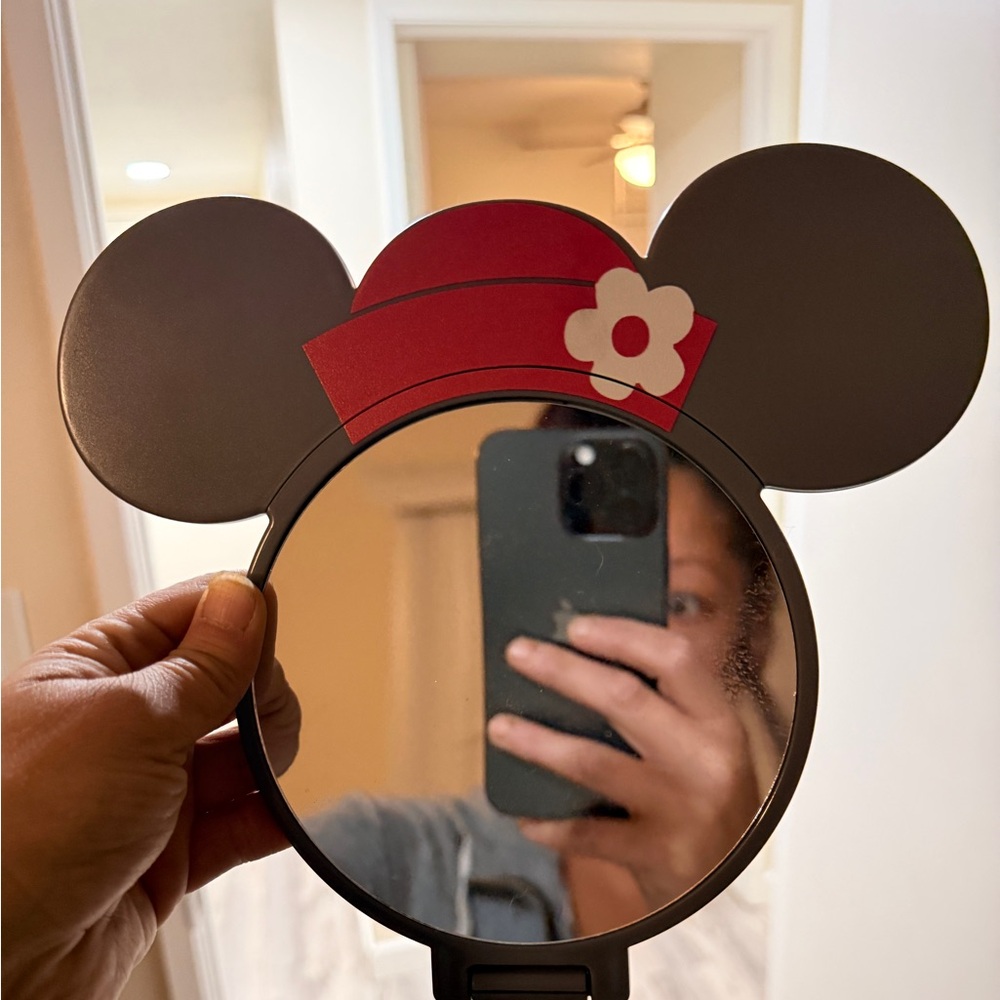 Mickey Mouse Ears Handheld Mirror - Black and Red